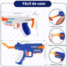 Objetivo de Tiro Electrónico - Juego de Tiro con Pelota Suspendida y 2 Pistolas de Juguete, Recargable por USB, Rebote Automático y Sonido, Juguete/Regalo para Niños de 6 Meses a 2 Años, Color Azul, Material de Plástico - ‎Azul - Ver 5