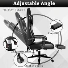 Ergonomic Gaming Chair, Gaming Armchair With Pocket Spring Padding And Footrest, Height-Adjustable Computer Chair With Swivel Seat And Headrest