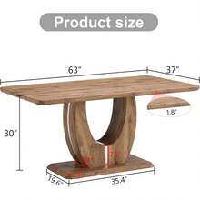JUFU - Mesa de comedor moderna de 63 pulgadas para 6, mesa de cocina rectangular con patrón de madera oscura e para comedor, cocina - Grano de madera oscuro-63 - Ver 4