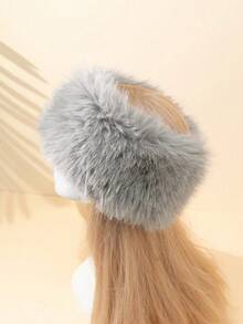 1pc Fashionable Fluffy Warm Headband Hat Fall