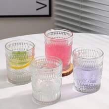 4pcs/Set Amzcku Colorful Drinking Glasses, 10oz Vintage Glass Tumblers - Suitable For Cocktails, Mixed Drinks, Whiskey, Beverages, Water, Milk And Juice, Great For Valentine's Day, Easter, Birthday, Wedding Parties, And Everyday Home Use - Multicolor - View 6