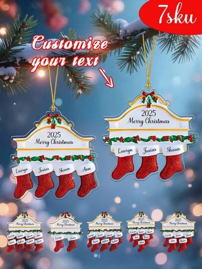 1 Stück personalisierte Buchstaben-Namen Weihnachtsbaum Ornament - Individuelles Initialen Ornament, 2025 Familien Ornament, Monogramm Weihnachts-Erinnerungsstück, personalisiertes Weihnachtsmann Ornament Geschenk für Kinder