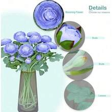 Artificial Ranunculus Flowers With Real Touch Stem, Silk Ranunculus Flowers(10 Pack) (White)-KF - Blue - View 4