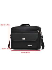 1 件时尚多隔层男士大容量公文包手提单肩包，黑色经典商务笔记本电脑包，随身携带办公用品，父亲节、返校节配件礼物 - 黑色 - 查看 12