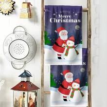 2PCS Christmas Kitchen Towels Merry Christmas Santa Snowman Winter Bathroom Towels, Contemporary Style, Soft Microfiber, Quick Dry, Suitable For, Outdoor, Picnic, Dining Room, Winter Decor Gift