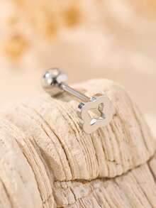 1pc Stainless Steel Four-Leaf Clover, Star, Love, Smiling Face, Hollow Heart Shaped Minimalist Fashion Earcuff Earrings For Women, Multiple Colors Available