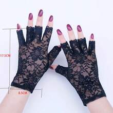 Luvas de Renda Sem Dedos para Mulheres, Luvas Sem Dedos de Tela Transparente Sexy, Luvas Antiderrapantes para Dirigir, Elegante Preto, Luvas de Renda de Meia Manga para Mulheres Primavera e Outono, Luvas Pretas Finas, Respiráveis e Elásticas, Sexy e Elegante, Adequadas para Dirigir e Ciclismo, Antiderrapantes