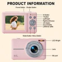 Máy ảnh kỹ thuật số 4MP 1080P, Zoom 16X, Màn hình LCD và Thẻ nhớ 32GB - Thiết kế nhỏ gọn cho nhiếp ảnh và quay phim, Lý tưởng cho sinh viên và người sáng tạo, Thiết bị chụp ảnh cho sinh viên | Máy ảnh kỹ thuật số nhỏ gọn | Thiết kế di động, Máy ảnh mini, Quà tặng Giáng sinh, Halloween, Lễ tạ ơn, Quà tặng sinh nhật - Máy ảnh + Túi đựng - Xem 10