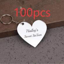 Customized Heart-Shaped Keychains (10/30/50/100/200 Pieces) - Multicolor - View 16