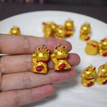 10 件可爱 3D 招财猫树脂吊坠，幸运铃铛猫动物饰物，适合 DIY 项链、手链、耳环、钥匙扣首饰制作 - 彩色 - 查看 7