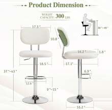 Adjustable Bar Stools Set Of 4, Modern Teddy Velvet Swivel Barstools With Curved Back, Stylish Armless Counter Height Bar Stools Bar Chairs For Kitchen Island, Bar, Green,24313704 - màu xanh lá - Xem 2