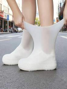 1/2Pcs One-Piece Hooded Rain Shoe Cover Set, Windproof Waterproof Anti-Slip, Easy To Wear & Take Off, Reusable, Essential For Cycling Commute Shopping Travel Daily Use,Cute Stuff - Multicolor - View 2