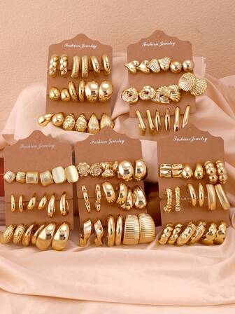 6-90pcs Multi-Style & Multi-Element Earring Set, Suitable For Daily Wear, Gifts, And Various Occasions