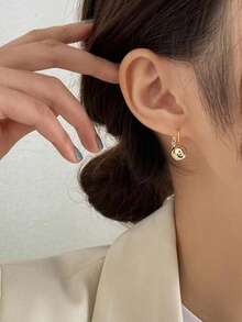 A Pair Metal Ball Earrings With Ear Buckles Minimalist Earrings For Women's Daily Wear Party Accessories - Gold - View 4