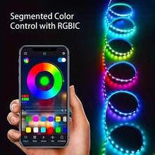 LQHZMYY 60pcs/M RGB IC (WS2812) LED Pixel Lights, USB Smart LED Strip, APP Control, Music Sync Color Changing LED Tape, Applicable For Gaming Room Lighting, 5V USB TV LED Backlight, Double-Sided Adhesive, Suitable For Computer, Bedroom, Gaming Display, Home Decor, Living Room, Wedding, Camping, Party, Birthday And Christmas - RGB Lighting - View 3