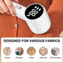 Electric Hair Remover, 6 Blades, Digital Display Screen, Lint Remover, Portable Lint Trimmer, 1200mAh Rechargeable Lithium Battery, Suitable For Removing Lint From Clothes, Sofas And Furniture - Home And Office Lint Remover