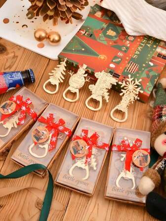 1个圣诞节开瓶器，耐用金属材质，既是节日装饰品又是实用酒吧配件，适合家居、派对、送礼 [无包装盒]