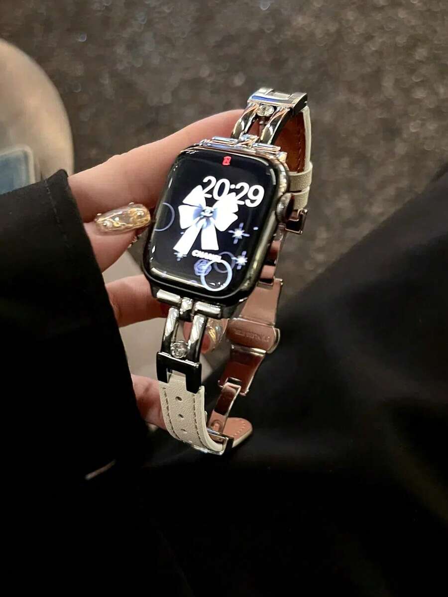 1 Creative Ume Sandwich Leather Strap, Compatible With 38/40/41/42/44/45/46/49mm Compatible With Apple Watch Straps, And Ultra/Se10/9/8/7/6/5/4/3/2/1