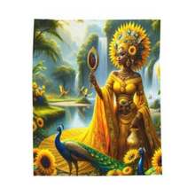 Oshun Velveteen Plush Blanket, Spiritual, Regla De Osha-Ifa, Orisha Inspired, Mother's Day, Orisha Inspired, - 1 - 查看 6