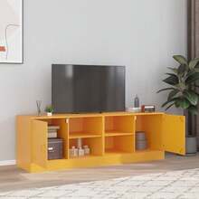 vidaXL Mobili TV 2 pz Giallo Senape 67x39x44 cm in Acciaio - Giallo - Visualizzare 1