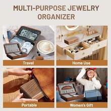 3 Piece Set Jewelry Organizer, Wooden Jewelry Box With Mirror And Comb For Rings, Earrings, Necklaces Or Birthday Gifts For Women - 預設 - 查看 7