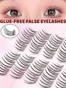 10 paia di ciglia finte senza colla, 60 ciuffetti, effetto 3D, design a singolo ciuffetto, arricciatura a forma di C, aspetto naturale, adatte per feste, ruoli, travestimenti da elfo, cosplay, per creare un effetto trucco con grandi occhi