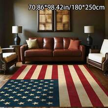 [][Soft Velvet Dot Molded Bottom]1PC Soft Velvet Home Decor American Flag Classic Element Pattern Versatile Decorative Style, Living Room Carpet, Sofa Cushion, Doormat, Bedroom Carpet, Outdoor Carpet, Suitable For Shopping Malls, Cafes, And More - 彩色 - 查看 4