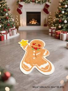 1pc Gingerbread Man Shaped Novelty Carpet, Warm-Hearted Christmas ...