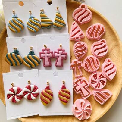 مجموعة أدوات صنع المجوهرات والحرف اليدوية من السيراميك البوليمري، قوالب قطع الطين DIY لصنع الأقراط والمجوهرات، أدوات طين ناعمة، هدية مثالية للهواة DIY