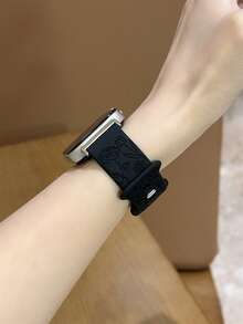 1 buah Tali Jam Tangan Silikon Motif Mawar Wanita, Kompatibel dengan Watch Fit 1/Fit 2/Fit 3/Fit 4/Fit 4 Pro - Hitam - View 4