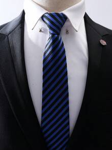 1 pieza Corbata de hombre con múltiples estilos de corbatas a rayas, fácil de anudar para personas perezosas, de moda y versátil, adecuada para vestimenta formal, negocios, matrimonio, trabajo y carrera