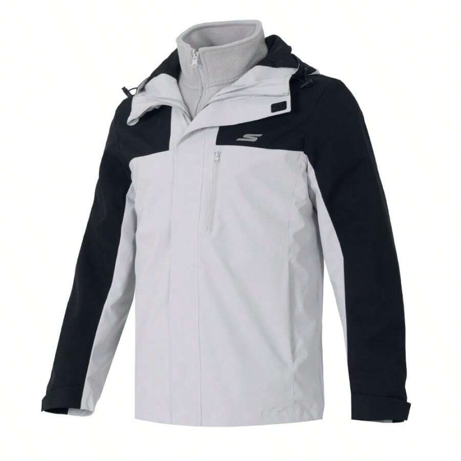 Skechers 男女通用梭织夹克，高尔夫系列，抓绒内衬，保暖舒适，休闲通勤旅行外套，P425U067-02VP - 黎明藍灰 - 查看 1