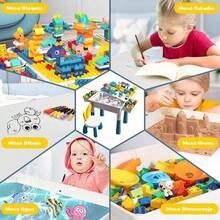 Mesa de Actividades 2 en 1 para Nios con 160 Bloques, con Silla Incluida, Mesa de Construccin y Escritorio para Tareas, con Almacenamiento Integrado - Blanco - Ver 10