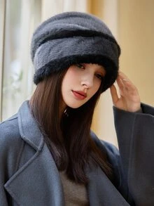 1pc Women Plush Beanie Hat, Fashionable Warm Headband, Korean Style Versatile Cute Earmuffs, Suitable For Autumn/Winter Outings And Daily Wear