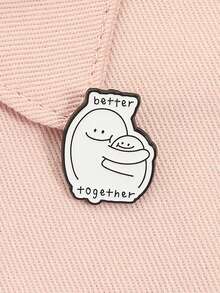1pc Better Together Enamel Pin, Minimalist Cartoon Hugging Figure Brooch For Backpack, Lapel, Fashion Jewelry Suitable For Men And Women, Daily Wear, Gift For Friends