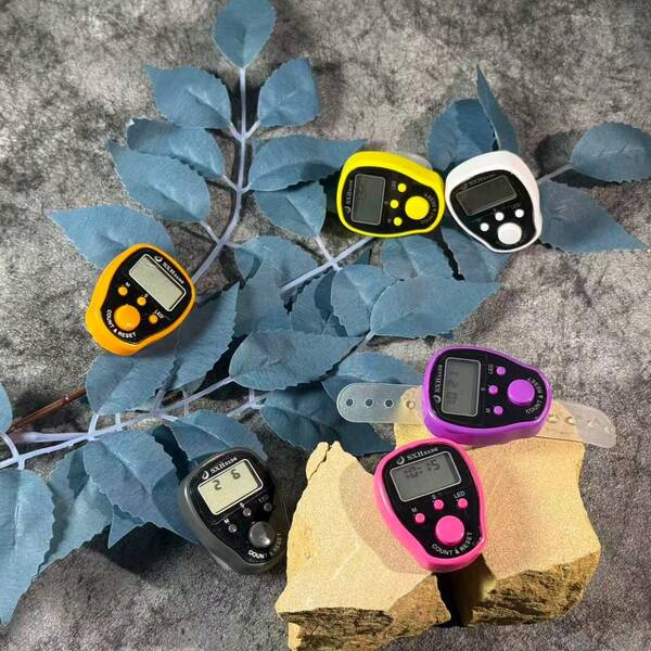 1pc-6pcs New Finger Ring Counter With Time, Stress Relief Counter, Silent Counting, Colorful Tally Counter For Men & Women, Electronic Digital Display, LED Backlight, Manual Counting
