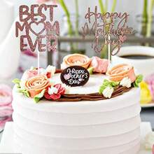 DTotelux Happy Mother S Day Cake Topper 20PCS Glitter Best Mom Ever Cupcake Topper With Heart Design Rose Gold Cake Toppers Pick For Mother S Day Birthday Party Cake Decoration Plies - As Pic - View 4