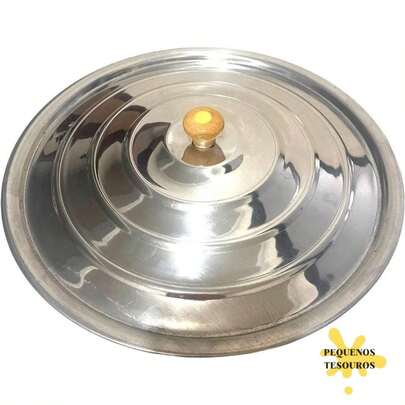TAMPA DE ALUMÍNIO AVULSA N 14 16 18 20 22 24 26 28 30 32 CM- PARA CAÇAROLA FRIGIDEIRA PANELA- COM POMEL PRETO E MADEIRA