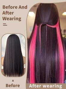 Bộ 5 tóc giả kẹp màu hồng nhạt, tóc giả sợi tổng hợp cho nữ, có thể kết hợp với nhiều kiểu tóc khác nhau mà không cần đến tiệm, thích hợp sử dụng hàng ngày và dự tiệc - Màu Hồng baby - Xem 3