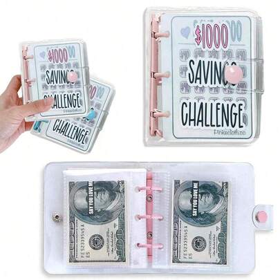 1000 Dollar Savings Challenge Envelope Reusable Budget Binder With Cash Envelopes, Matte Cover, Cash Savings Challenge Notebook Binder, Travel Organizer, Cosmetic Bag, Holiday Planner, For Tracking Custom Goals And Reward Financial Strategies, Cash Envelope Wallet And Planning System, Suitable For Home, Gifts, Holidays (Halloween, Christmas) And More
