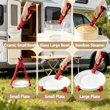 Pinze resistenti al calore 3 in 1, design antiscivolo, apribottiglie, presine, pinze per piatti e ciotole, pinze multifunzione per servire, facili da impugnare per stoviglie calde, utensile da cucina pratico