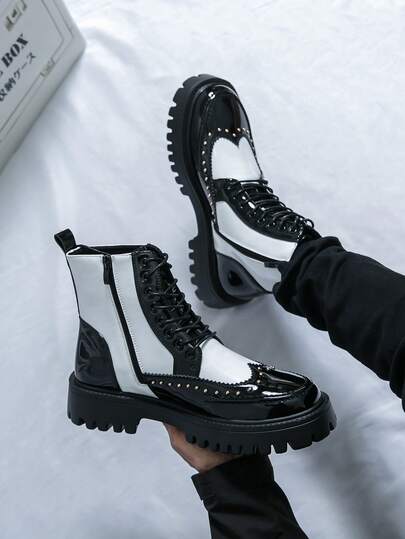 Chelsea Boots Men High-Top Leather Shoes Korean Version British Short Boots Hairstylist Leather Boots Black White Motorcycle Boots Business Formal Shoes Men's Fashion Leather Shoes British Pointed Toe Plus Size Groom Oxford Shoes Luxury Designer Thick Sole Boots Winter Boots Outdoor Gentleman High-Top Shoes