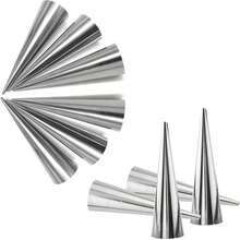 10Pcs Stainless Steel Croissant Mold Pastry Cream Horn Cake Bread Mold 55 Inch Ice Cream Molds Baking Cones Cream Horn Molds For Making Croissant Ice Cream, Silver