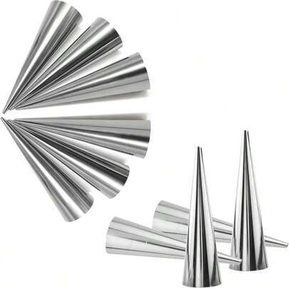 10Pcs Stainless Steel Croissant Mold Pastry Cream Horn Cake Bread Mold 55 Inch Ice Cream Molds Baking Cones Cream Horn Molds For Making Croissant Ice Cream, Silver