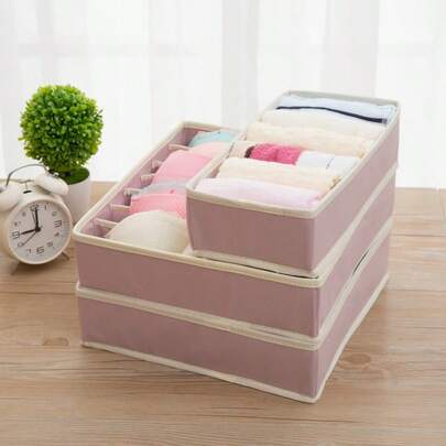 3/1 pieza Caja de almacenamiento de ropa interior plegable de alta calidad, caja de almacenamiento de tela de estilo minimalista plegable, organizador de partición de cajón de gran capacidad, organizador de armario, caja de almacenamiento de armario