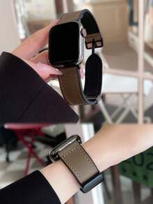 1条男女通用真皮硅胶磁吸表带，兼容 42mm、38mm、40mm、41mm、44mm、45mm、46mm、49mm，时尚智能手表替换表带，适用于Series Ultra2、Ultra SE2、SE 11、10、9、8、7、6、5、4、3、2、1，适合作为学生返校礼物