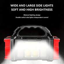Solar LED Flashlight, High Lumen Handheld Rechargeable Outdoor SpotlightSearchlight For Camping Emergencies Hunting Work Light : Protection & USB&Type-C Charging - 紅色 - 查看 9