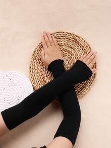 1 Pair Shiny Leather Sexy Punk Costume Party Formal Arm Warmers For Women