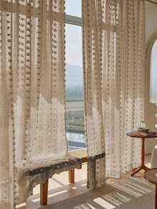 1 tấm vải rèm vải lanh sọc bohemian Jacquard Pom-Pom, rèm cửa phong cách Bắc Âu tự nhiên, rèm ngăn phòng, dễ dàng lắp đặt, phù hợp với mọi mùa - Nhiều màu - Xem 6