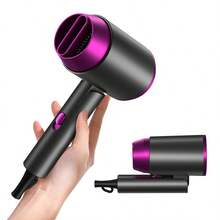 Asciugacapelli ionico professionale - Potente 1600W, asciugatura rapida e basso rumore, design pieghevole con ugello, gancio e borsa per il trasporto - Adatto per uso domestico, salone, viaggio, ideale come regalo o regalo per le vacanze